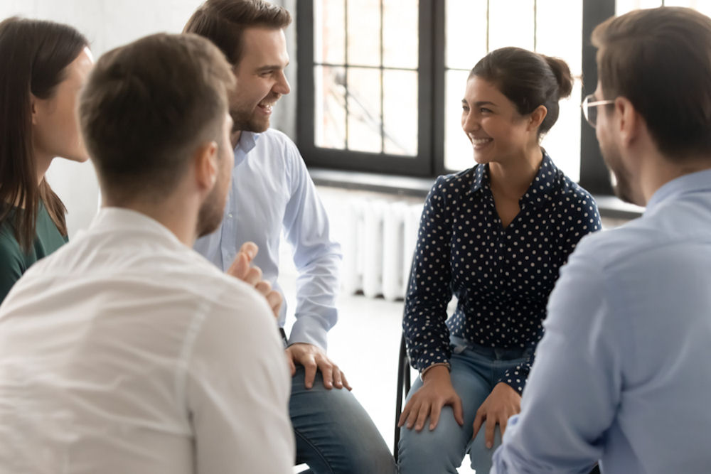 small group therapy session for alcohol addiction