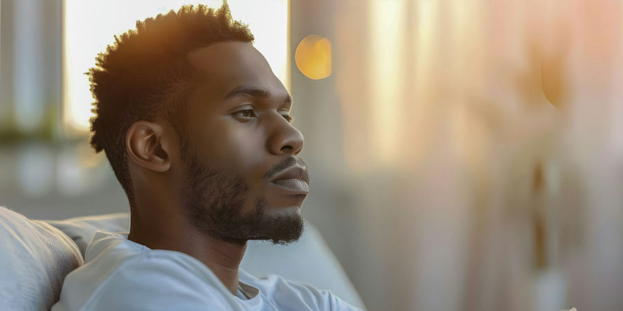 man struggling with prescription drug addiction and recovery